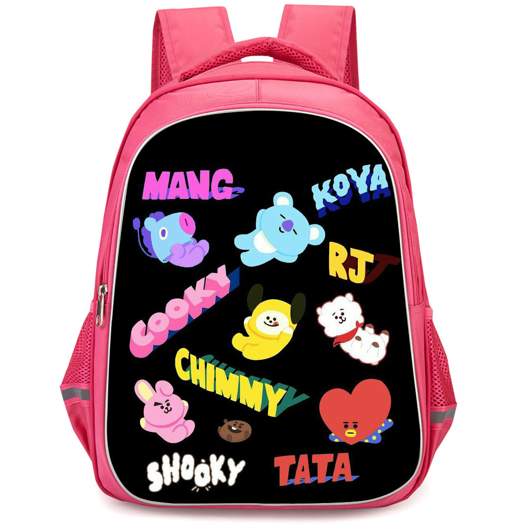 BT21 Backpack StudentPack - BT21 All Member On Black Background | Shirt ...