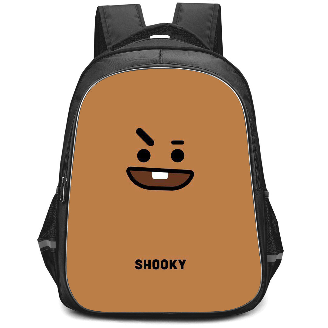 BT21 Shooky Backpack StudentPack - Shooky Emoji On Brown Background ...