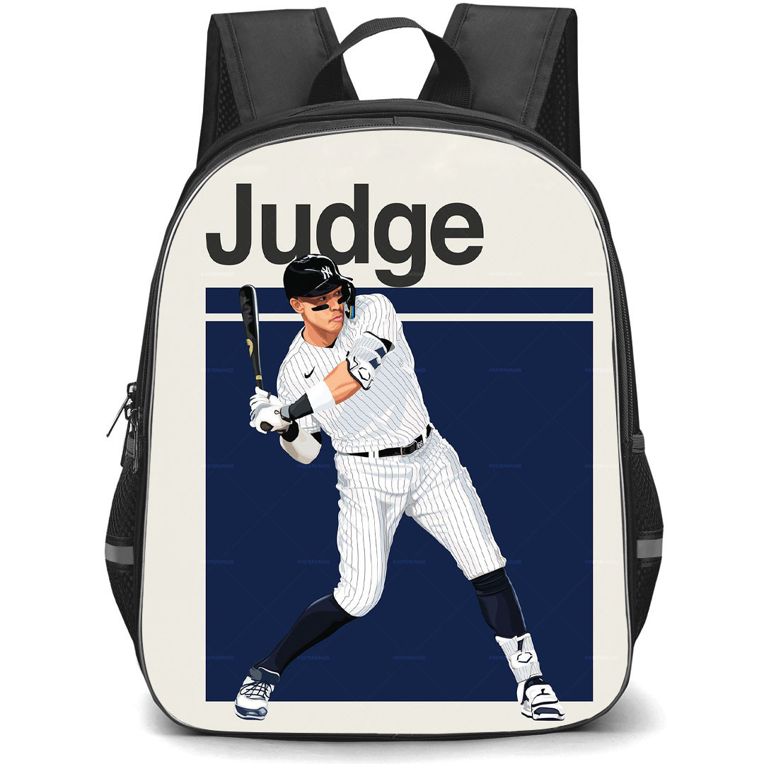 MLB Aaron Judge Backpack StudentPack - Aaron Judge New York Yankees Illustration Poster Blue Background