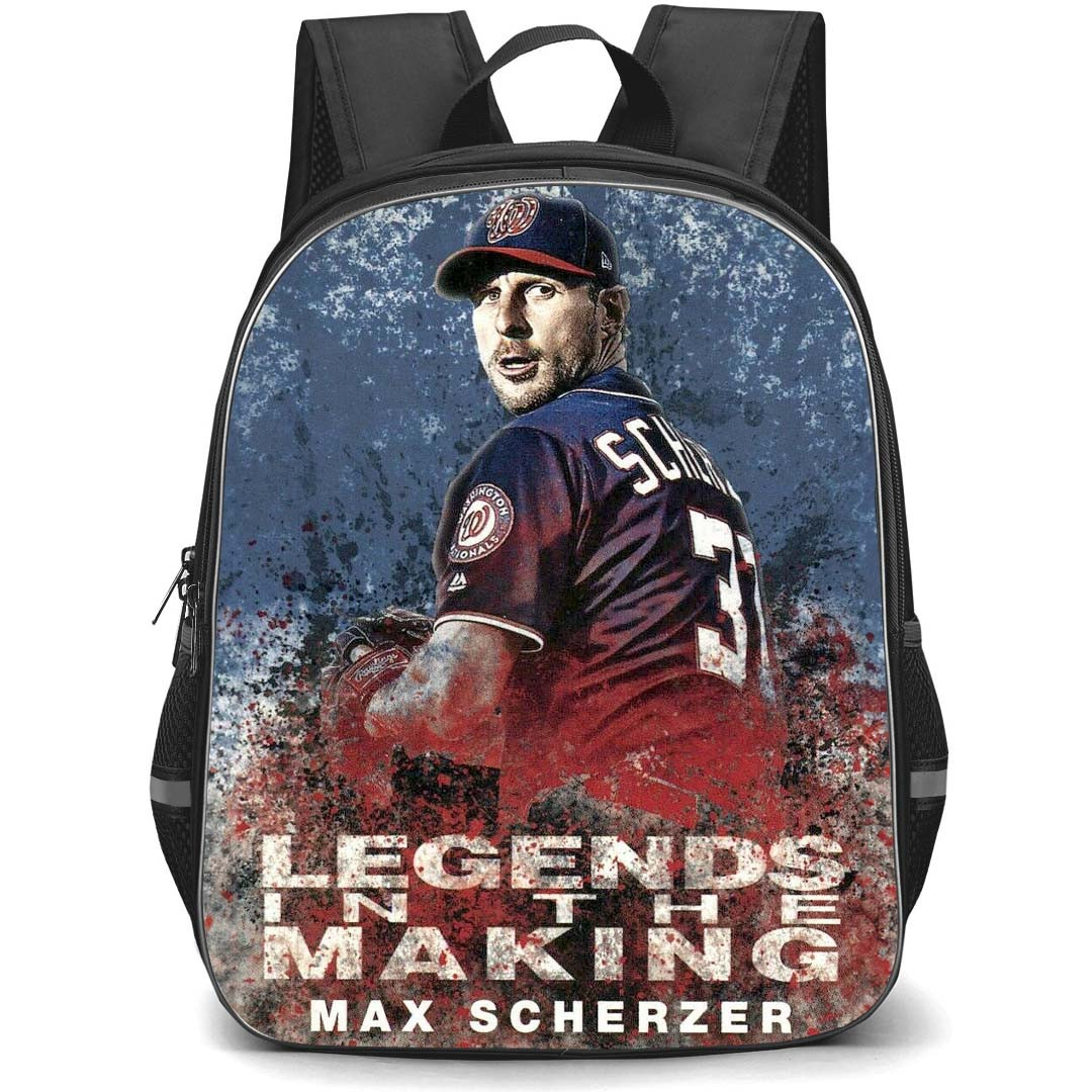 MLB Max Scherzer Backpack StudentPack - Max Scherzer Texas 2018 Topps Legends In the Making Blue Series