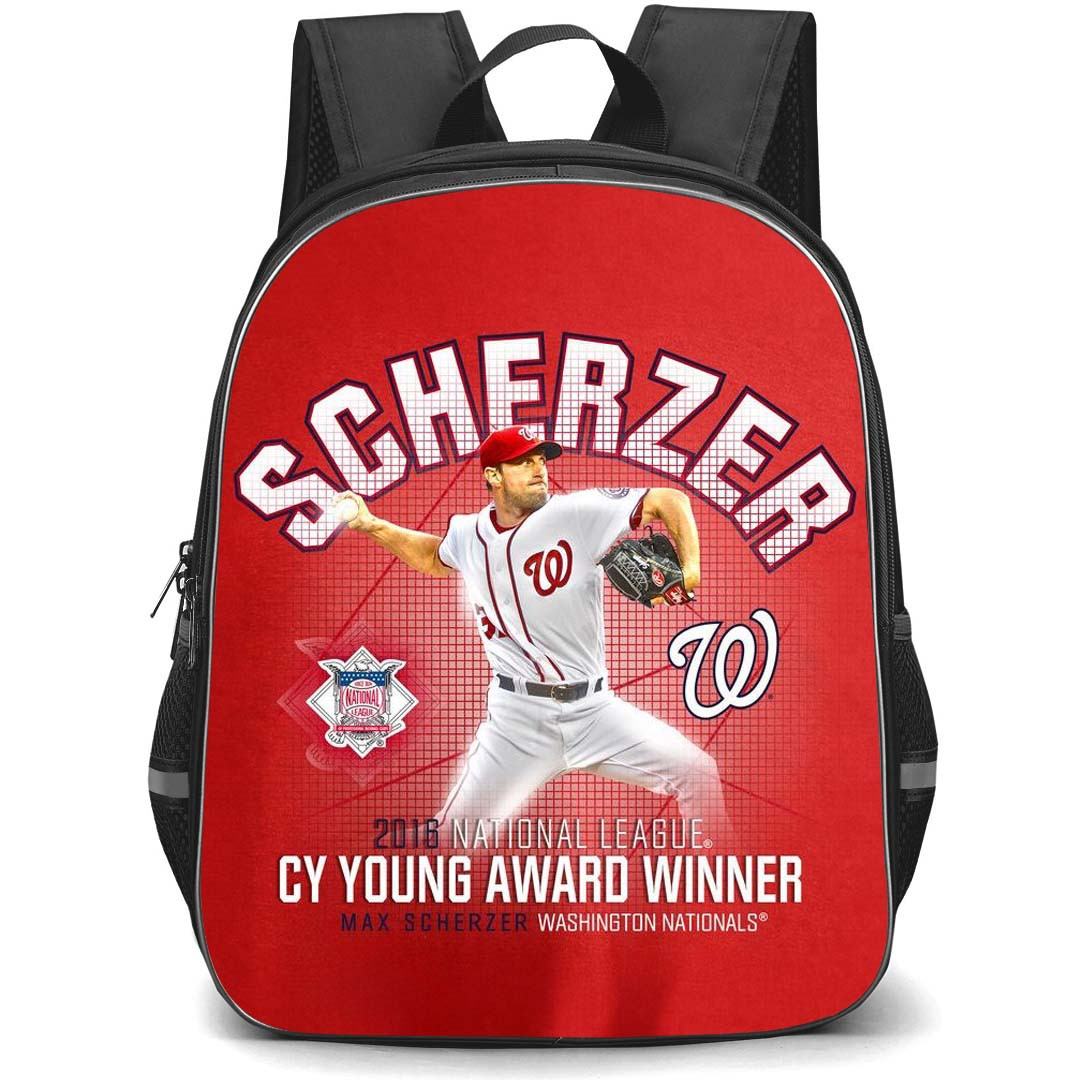 MLB Max Scherzer Backpack StudentPack - Max Scherzer Texas Rangers CY Young Award Winner 2016 Poster