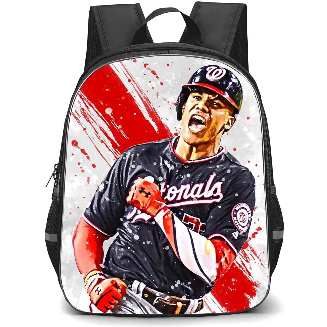 MLB Juan Soto Backpack StudentPack - Juan Soto San Diego Padres Celebration Graphic Art Poster