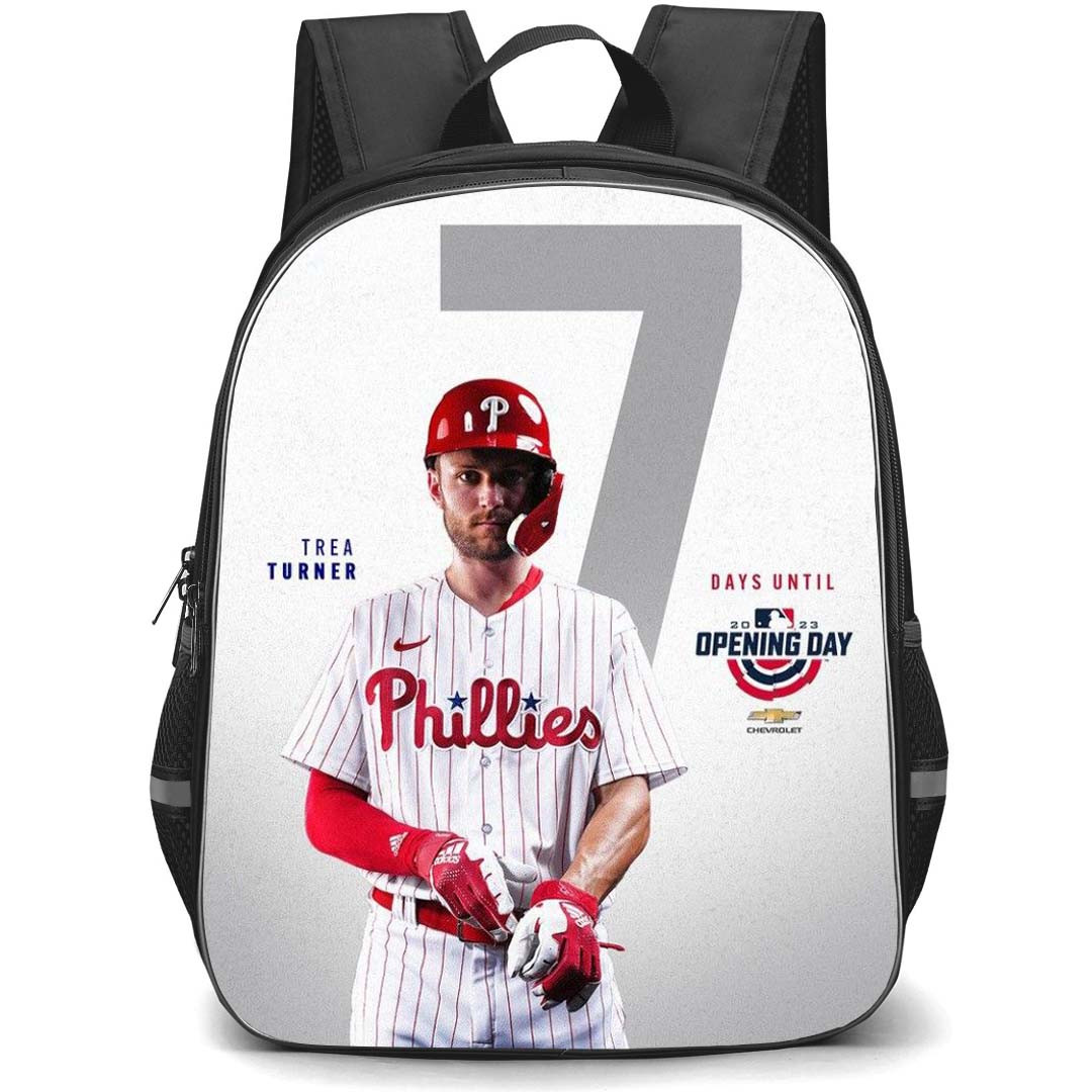 MLB Trea Turner Backpack StudentPack - Trea Turner 7 Philadelphia Phillies Portrait On Gray Background