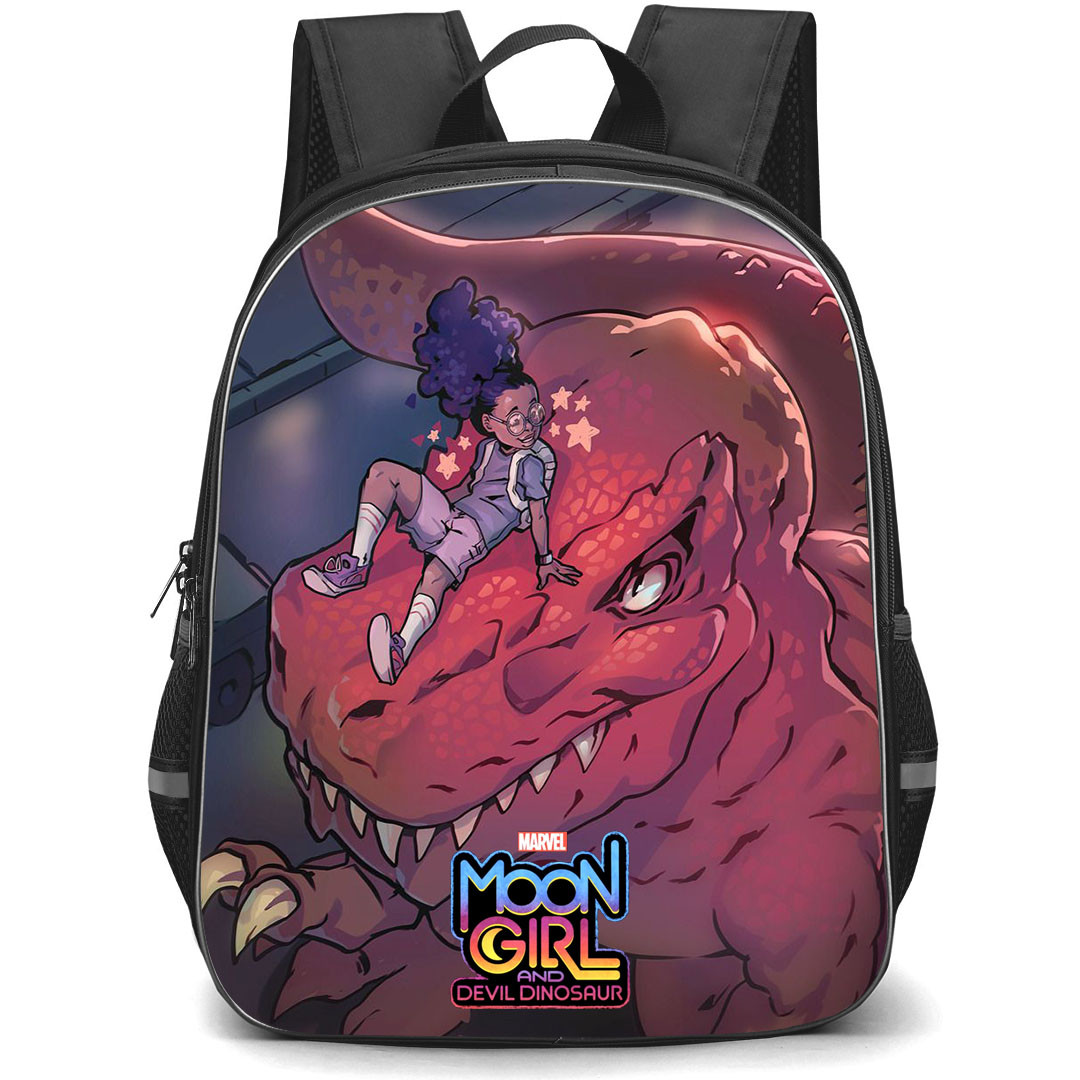 Moon Girl And Devil Dinosaur Backpack StudentPack - Moon Girl And Devil Dinosaur Riding