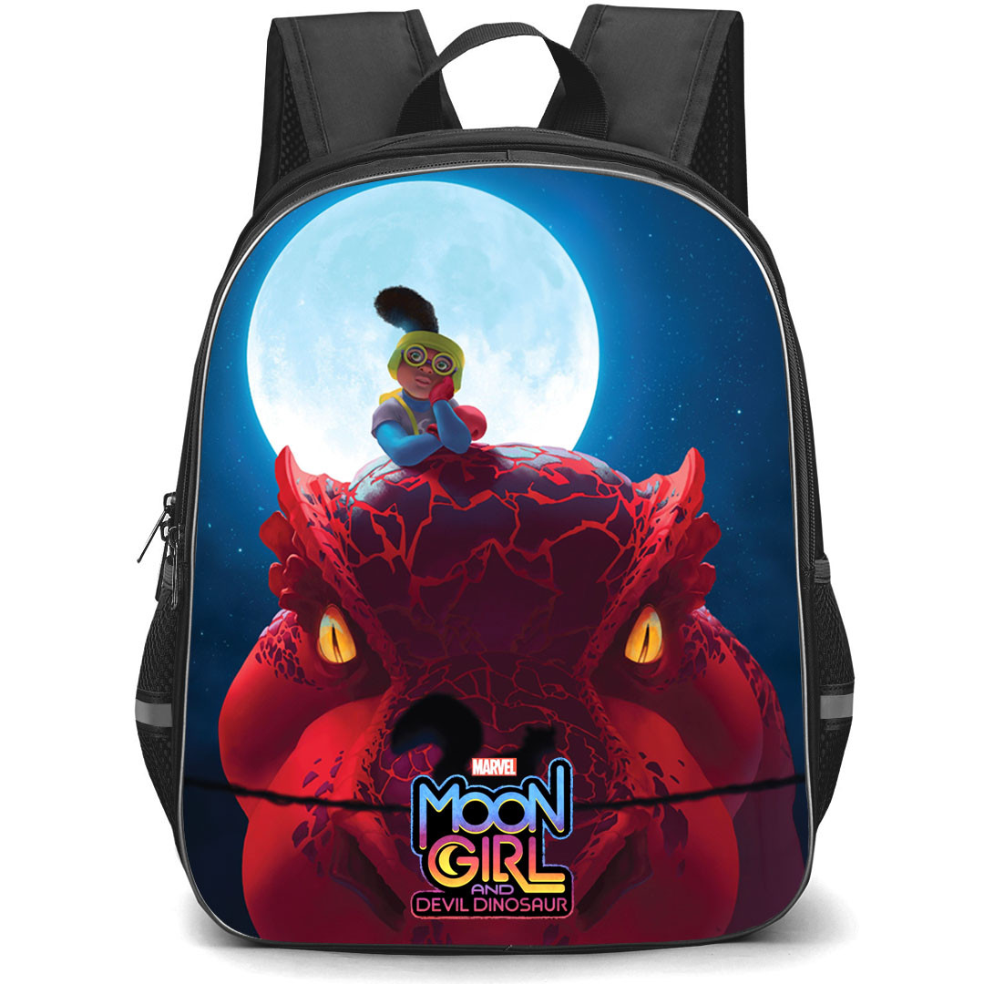 Moon Girl And Devil Dinosaur Backpack StudentPack - Moon Girl And Devil Dinosaur Moon Background