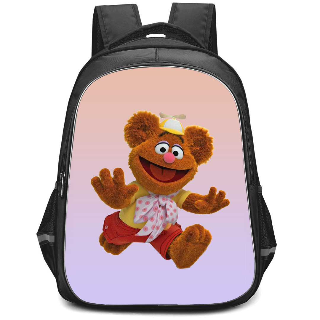 Muppet Babies Fozzie Bear Backpack StudentPack - Fozzie Bear Running On Gray Background
