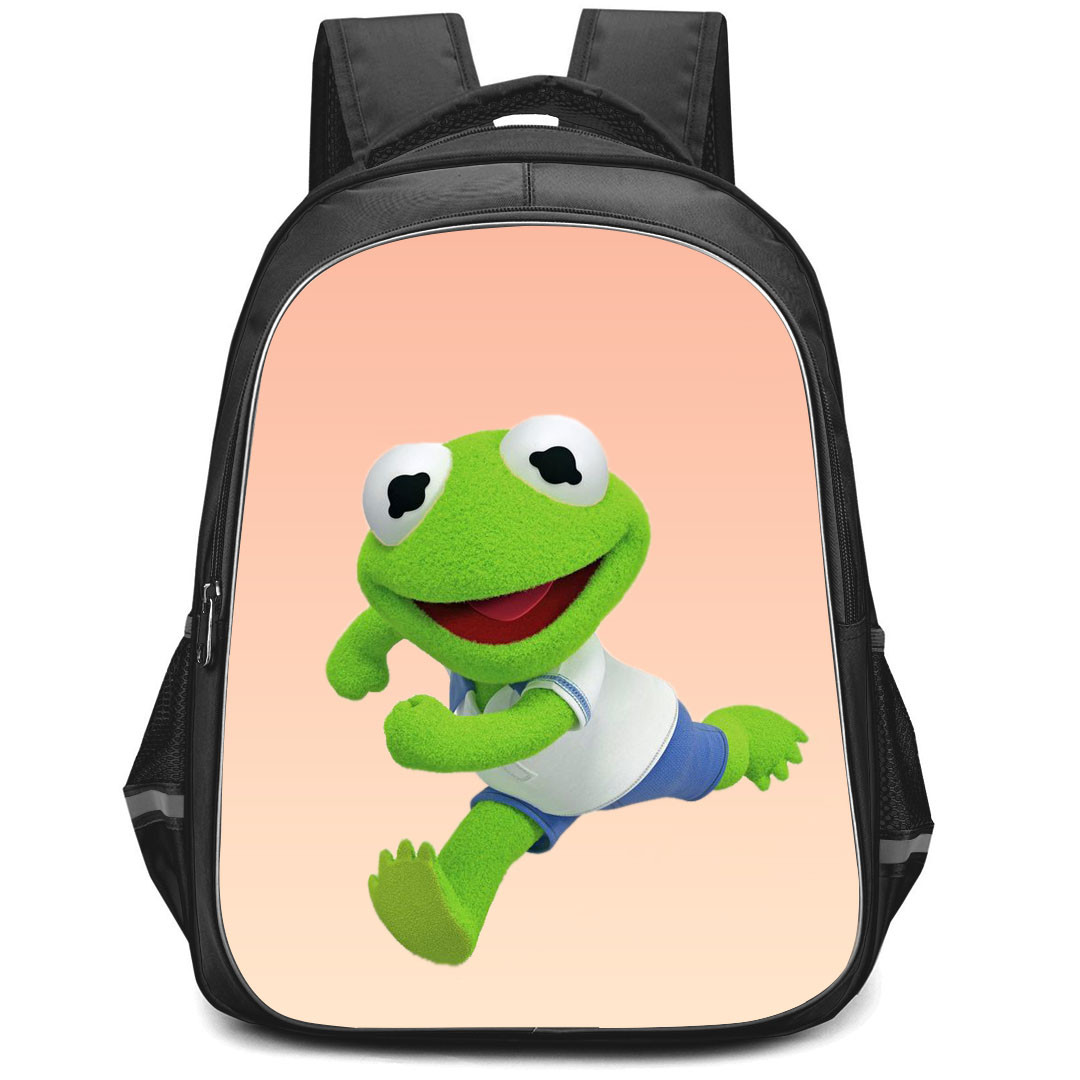 Muppet Babies Kermit The Frog Backpack StudentPack - Kermit The Frog Running On Orange Background
