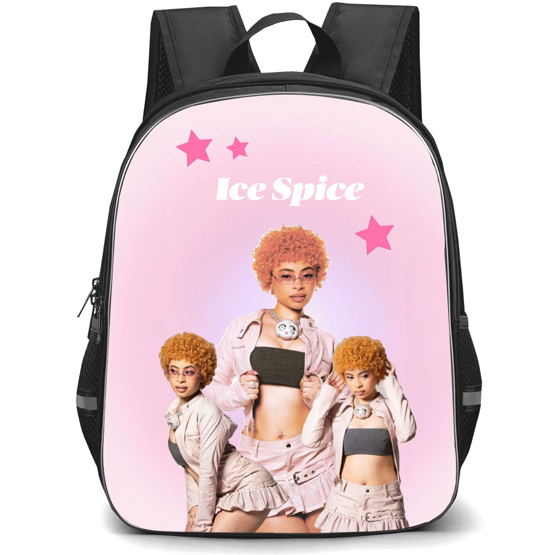 Ice Spice Backpack StudentPack - Ice Spice Standing On Pink Background ...