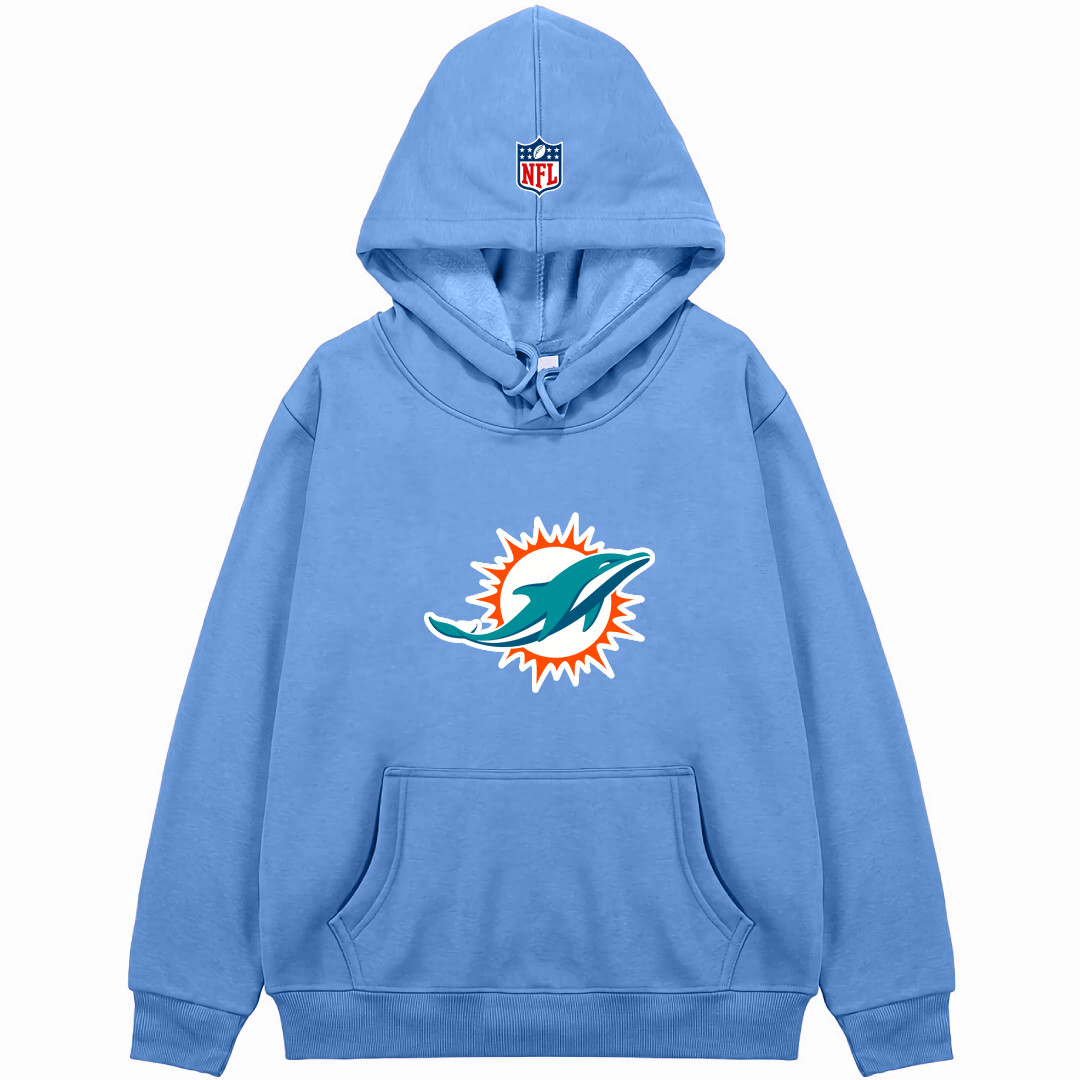 NFL Miami Dolphins Hoodie Hooded Sweatshirt Sweater Jacket - Miami Dolphins Team Single Logo