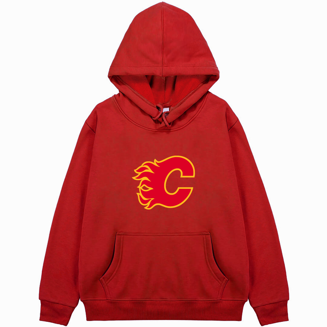 NHL Calgary Flames Hoodie Hooded Sweatshirt Sweater Jacket - Calgary Flames Team Single Logo