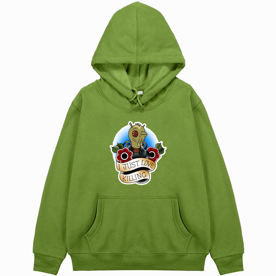 Rick And Morty Krombopulos Michael Hoodie Hooded Sweatshirt Sweater Jacket - Krombopulos Michael I Just Love Killing Text Sticker