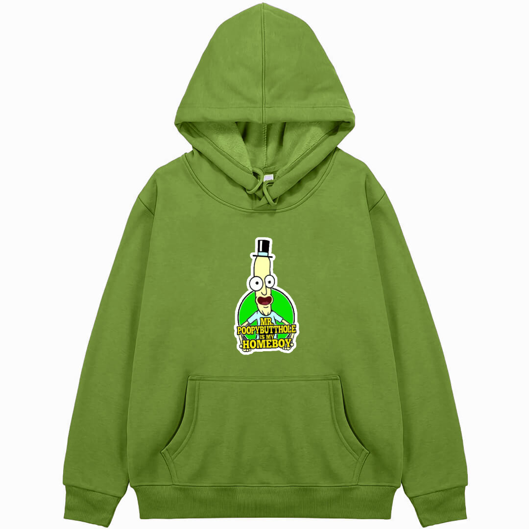 Rick And Morty Mr. Poopybutthole Hoodie Hooded Sweatshirt Sweater Jacket - Mr. Poopybutthole Is My Homeboy Text Art