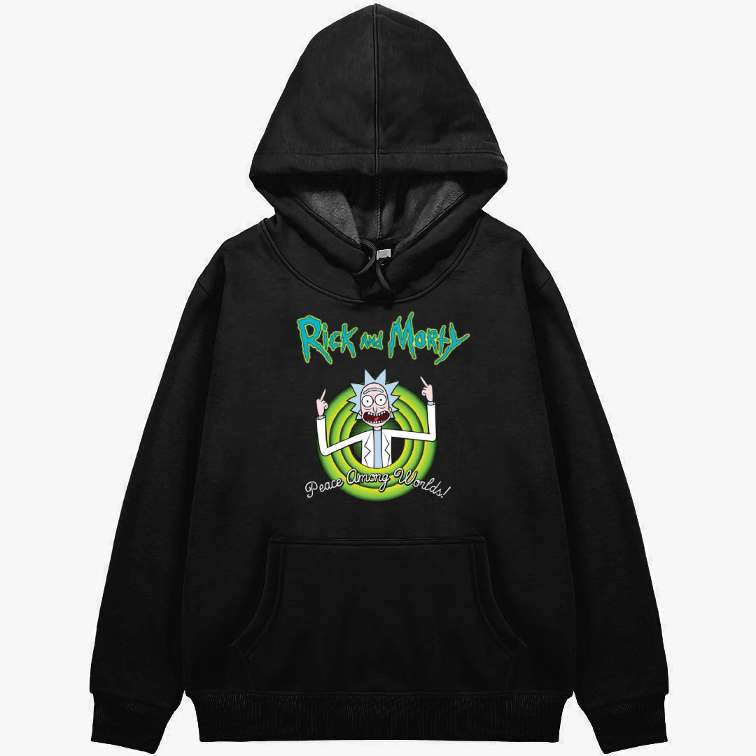 Rick And Morty Rick Hoodie Hooded Sweatshirt Sweater Jacket - Rick Peace Among Worlds Text Art