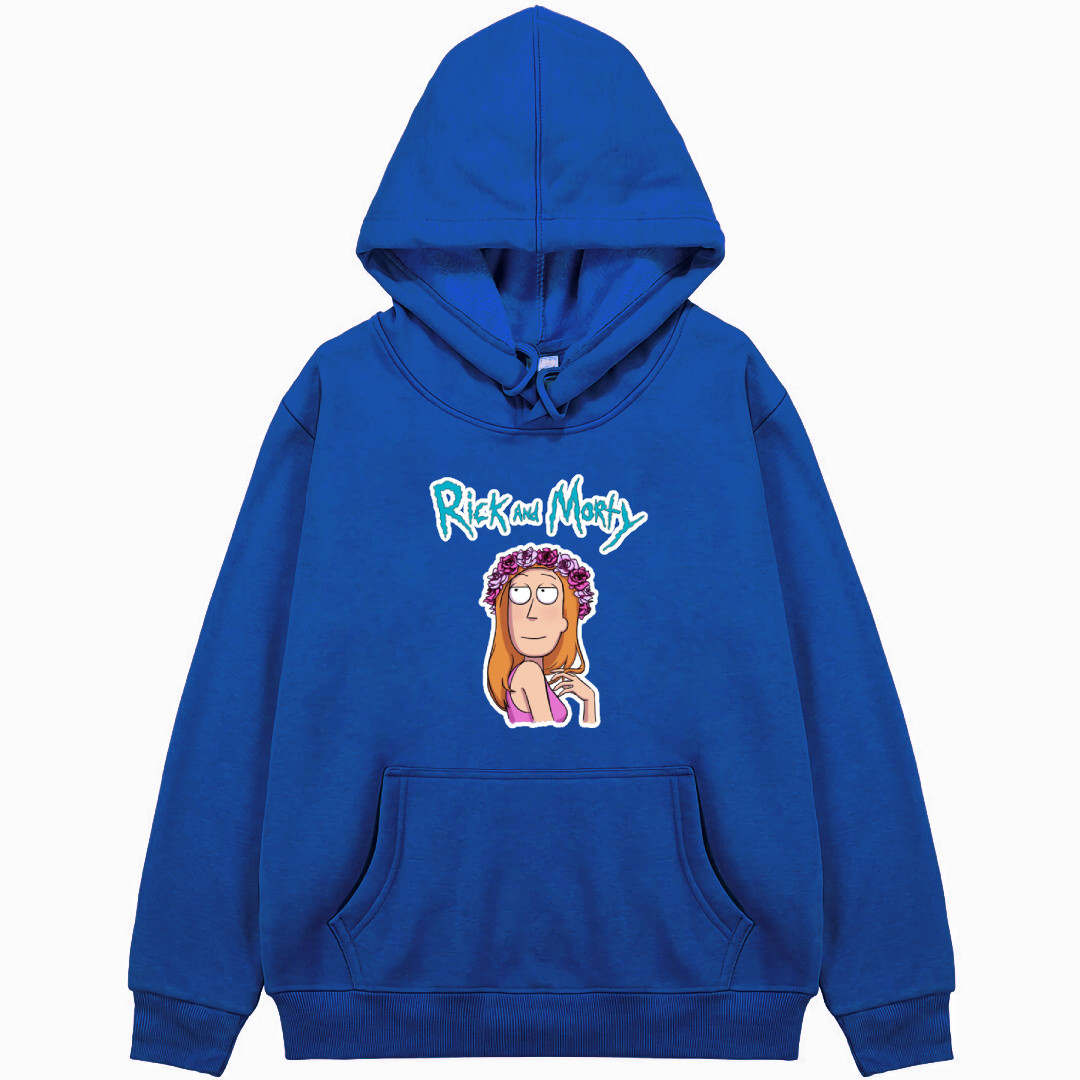 Rick And Morty Summer Smith Hoodie Hooded Sweatshirt Sweater Jacket - Summer Smith Pink Flower On Head