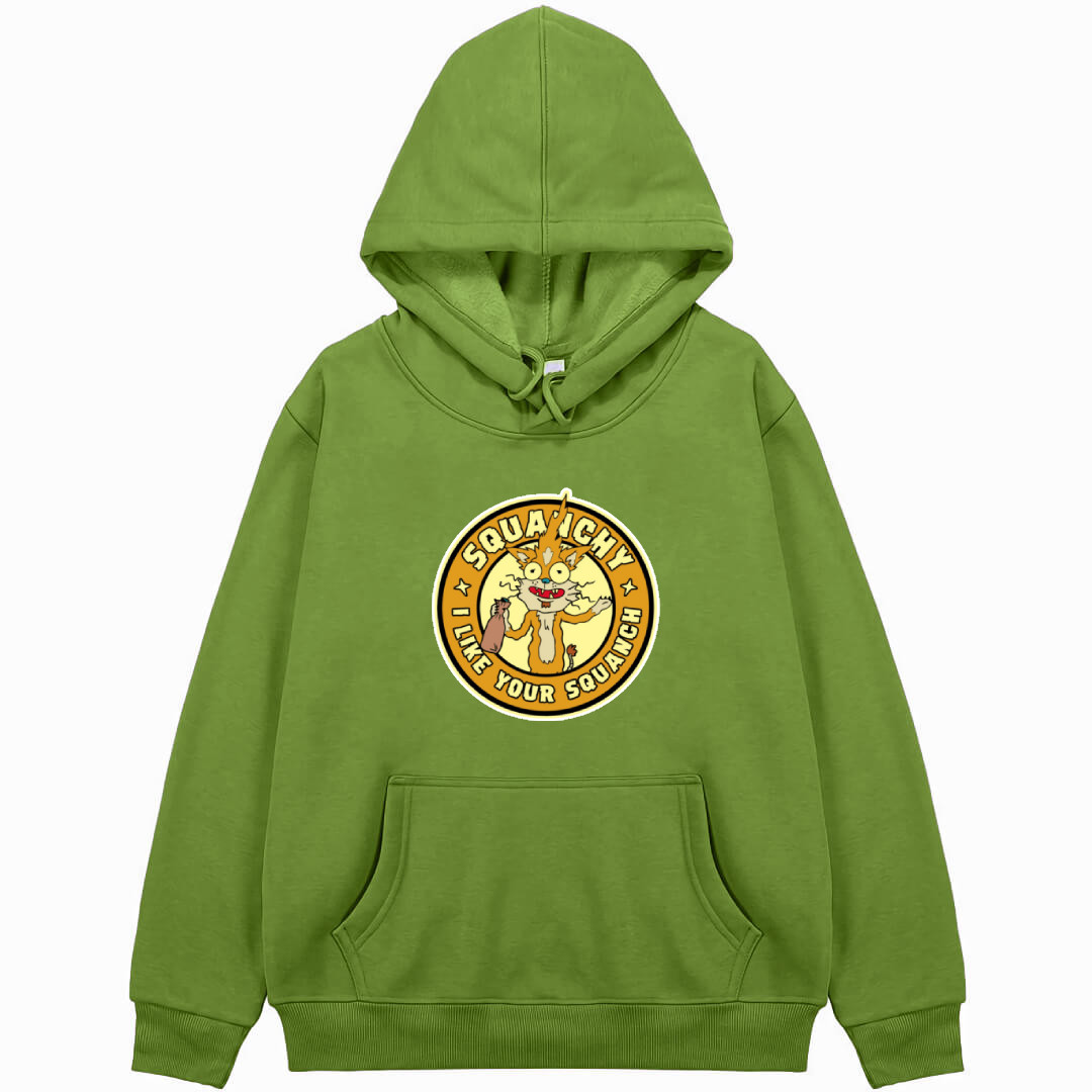Rick And Morty Squanchy Hoodie Hooded Sweatshirt Sweater Jacket - Squanchy Logo