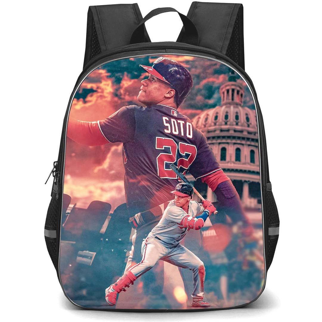 MLB Juan Soto Backpack StudentPack - Juan Soto San Diego Padres Hitting Pose Graphic Art Poster