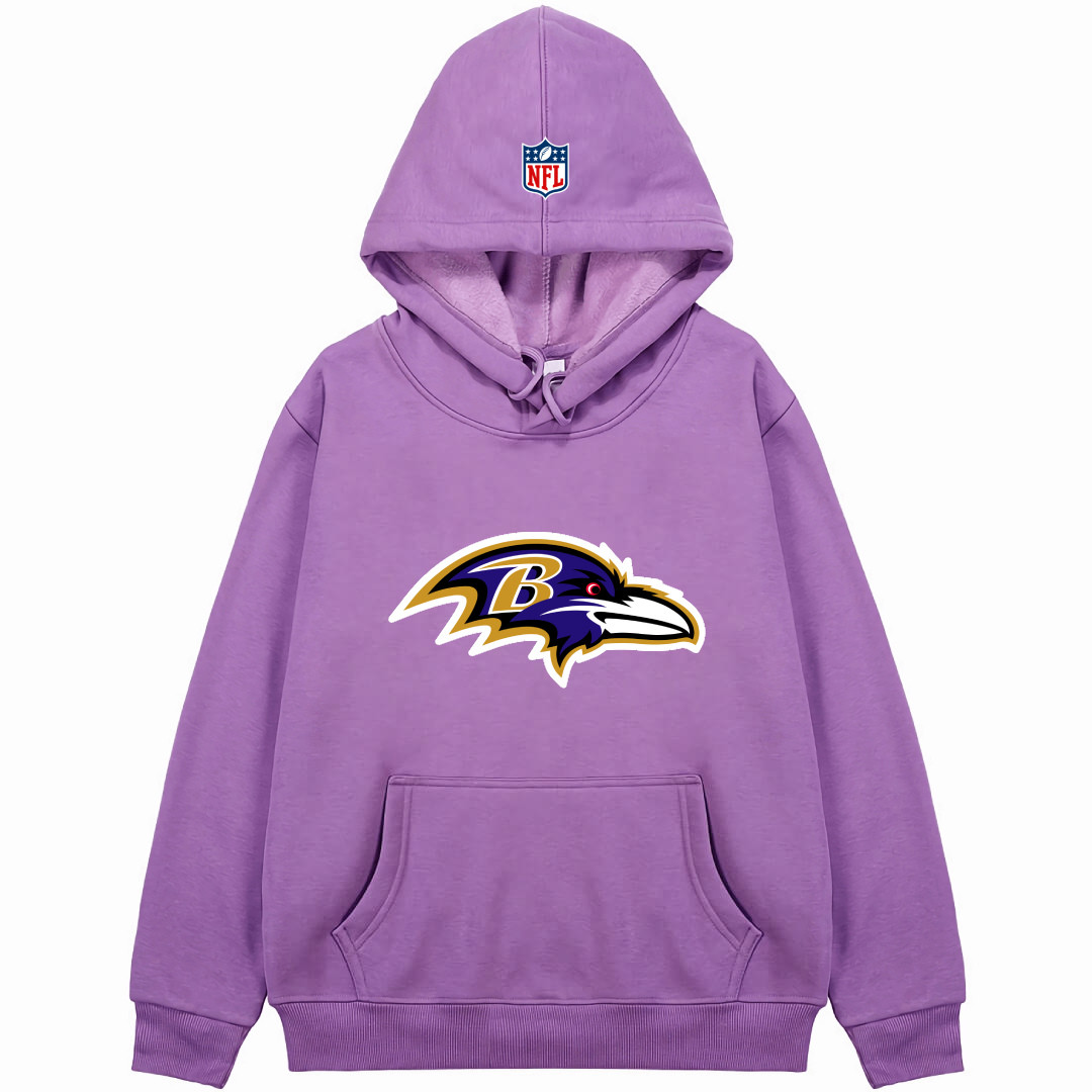 NFL Baltimore Ravens Hoodie Hooded Sweatshirt Sweater Jacket - Baltimore Ravens Team Single Logo